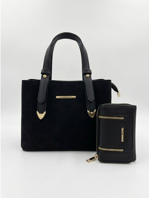 Sanmorris Kadın Suni Deri Omuz Çantası ve Kombin Cüzdan Seti