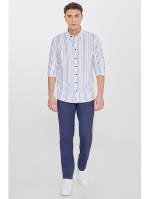 Altınyıldız Classics Pamuklu Slim Fit Dar Kesim 5 Cepli Armürlü Esnek Pantolon