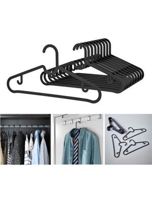 Kiesa Plastik Giysi Askısı 10 Adet Esnek Kırılmaz Plastik Dolap Askısı