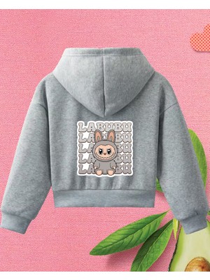 Haha Kız Çocukları Için Labubu Baskılı Ceket