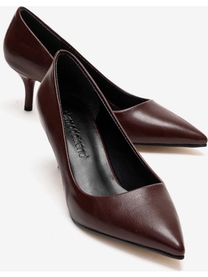 Ccway Kadın Sivri Burunlu Stiletto Bordo Kırışık