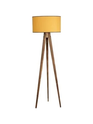 Vivense Tripod Silindir Lambader, Yanık Ayak, Hardal Abajurlu