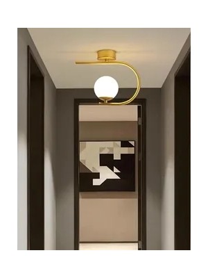 Vivense Eskitme Gold Kasalı Avize, Beyaz Camlı