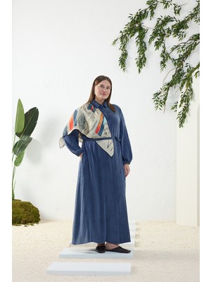 Aker Lacivert Lastikli Gömlek Yaka Elbise