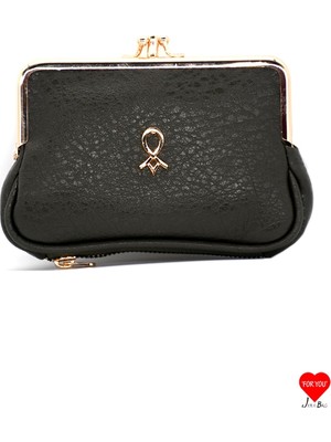 Jara Bag Velora Çok Bölmeli Siyah Yumuşak Deri Klipsli Burslu Kadın Cüzdanı