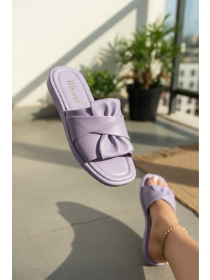 Enoch Kadın Lila Düğüm Detaylı Çapraz Bantlı Ortopedik Terlik