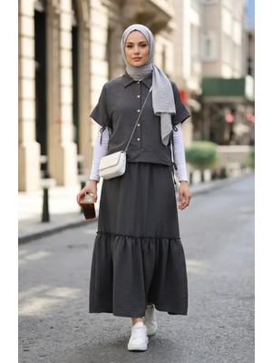 Sefa Merve Aerobin Kumaş Bağlamalı Ikili Takım 0258-03 Antrasit
