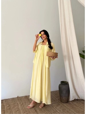 Andme  Kadın Yaka Büzgülü Elbise Oversize Gömlek Takım