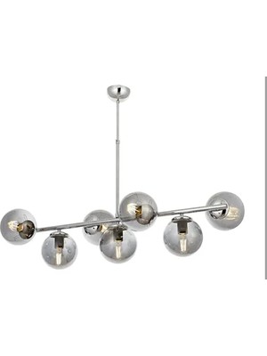 Vivense Ecem Yedili Yatay Tasarım Camlı Avize, Füme Camlı