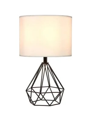 Vivense Elmas Abajur Krem Siyah  Metal Ayaklı