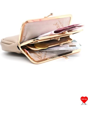 Jara Bag Velora Çok Bölmeli Siyah Yumuşak Deri Klipsli Burslu Kadın Cüzdanı