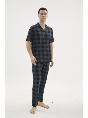 Çamaşır Kenti Kocabey KKT-26158 Erkek Apaj Yaka Düğmeli Pijama Takımı