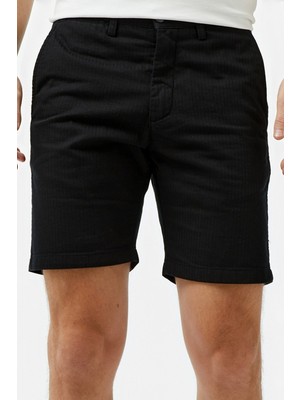 Lacoste Men's Slim Fit Bermuda Shorts Erkek Dar Kesim Keten Bermuda Şort Siyah