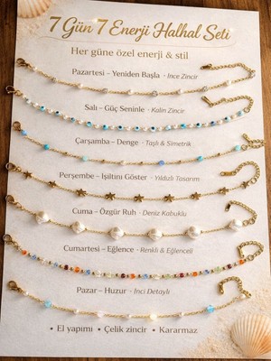 Derokas 7 Adet 7 Günlük Halhal Çelik Set Yeni Sezon Deniz ve Havuz'da Kullanılabilir