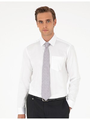 Pierre Cardin Erkek Beyaz %100 Pamuk Parlak Saten Regular Fit Uzun Kollu Basic Gömlek 50292536-VR013