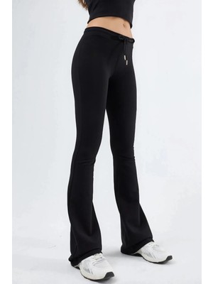 Hiccup Kadın Busem Orta Bel Flare Leg Eşofman Siyah