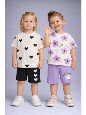 Melodi Kids Kız Çocuk Alt Üst Pamuklu 2'li Yazlık Takım