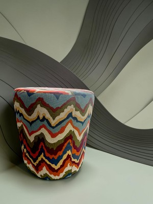 FRAMGAN Bohem Desenli Puff Renkli Silindir Şık Dekoratif Puf