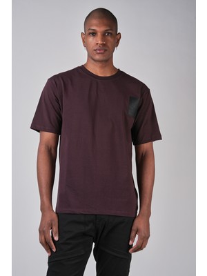 Ex-pent Kısa Kollu Bordo Renkli, Baskılı T-Shirt