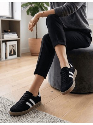 Potin Online Potinonline 810 Kadın Hakiki Deri Süet Yanı Çizgili Sneaker Ayakkabı