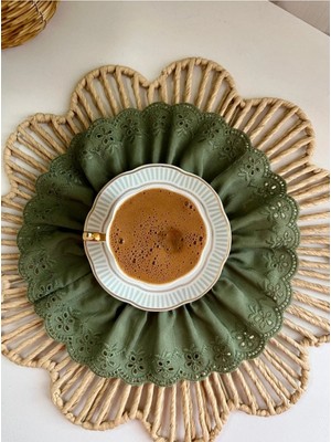 Nurgita Home Fisto Fırfırlı Kahve Sunum Peçetesi & Sunumluk & Bardak Altlığı & Kokteyl Peçetesi ( 1 Adet )