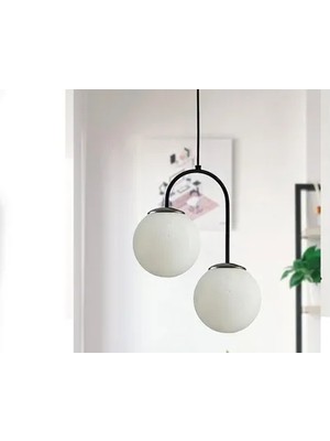 Vivense Ikili Modern Avize Siyah Avize Beyaz Camlı