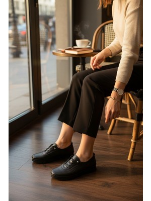 Enoch Lazer Perfore ve Stoperli Lastik Bağcıklı Ortopedik Comfort Sneaker Babet