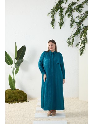 Aker Zümrüt Asimetrik Rüzgarlı Ferace