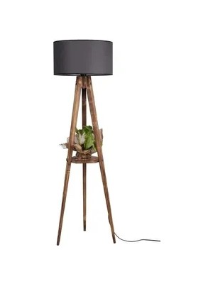 Vivense Sehpalı Silindir Tripod Lambader, Koyu Gri, Yanık Ayak