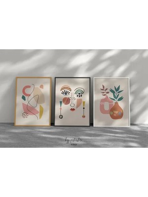 Vivense Colourful Vase Üçlü Çerçeveli Tablo