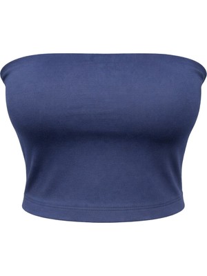 Mixray 2082 Kadın Straplez Basic Crop Top Bluz Lacivert