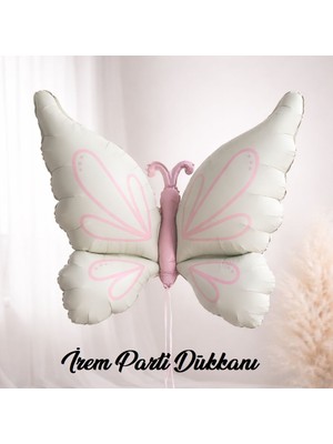 İrem Parti Dükkanı Pastel Krem Kelebek Folyo Balon Büyük Boy 94 x 73