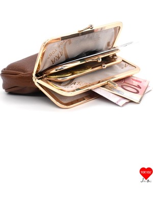 Jara Bag Velora Çok Bölmeli Siyah Yumuşak Deri Klipsli Burslu Kadın Cüzdanı