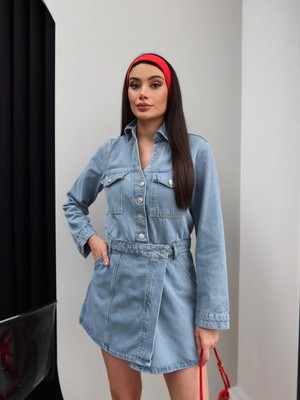 Esra Helvacı Kısa Denim Elbise