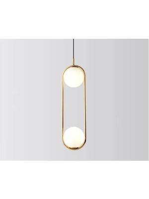 Vivense Modern Ikili Cam Sarkıt Avize Gold Kasalı Beyaz Camlı