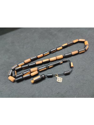 İskeçe Tesbih Halil Hilmi Usta Eseri Kuru Torna Nadir Renk Naturel Abanoz Sertifikalı 9697