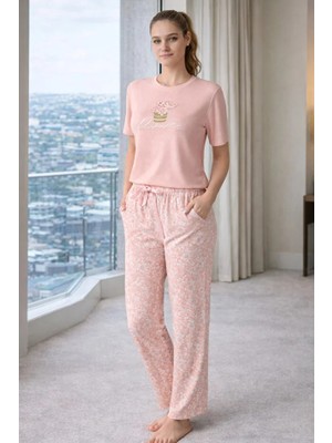 Pijapia Yumuşak Dokulu Kısa Kol Kadın Pijama Takım 2932