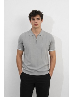 Cazador 34260 Erkek Gri Polo Yaka  Triko T-Shirt