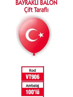 Kitabevimden Vatan Balon Ayyıldız Baskılı 100 Lü VT906