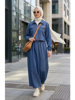 Fermuarlı Kot Görünümlü Ikili Takım 0254-05 Kot Mavi