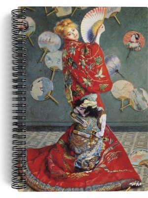 miosho Claude Monet/madame Monet In A Japanese KIMONO,1876 | Spiralli Defter 09 | A5 | Çizgisiz | 100 Sayfa