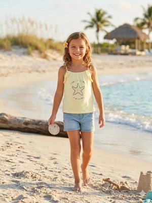 Queen Kids  Kız Çocuk Paradise Baskılı  Askılı T-Shırt