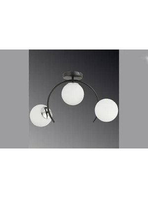 Vivense Ay Üçlü Camlı Avize, Beyaz