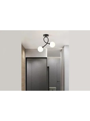 Vivense Twins Ikili Avize, Beyaz Camlı, Siyah Kasalı