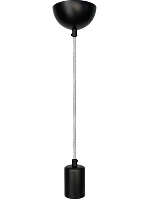 Conana Dekoratif Sarkıt E27 Duy 70CM Metal Kumaş Örgü Zigzag Kablo Siyah D12