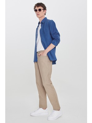 Altınyıldız Classics Pamuklu Slim Fit Dar Kesim 5 Cepli Armürlü Esnek Pantolon