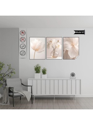 Akıllı Kağıt Statik Tutunma Özellikli Tablo - Poster Çiçek (Model- 81)