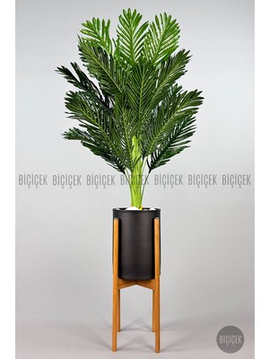 Biçiçek 150 cm Areka Ağacı Yeşil Renkli Metal Saksıda Ayaklı Dekoratif Yapay Bitki