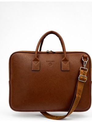 Sanmorris Unisex 15.6 inç Uyumlu Suni Deri Darbe Korumalı Laptop ve Evrak Çantası