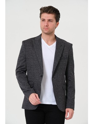 Bonesti Erkek Slim Fit Blazer Ceket Antrasit Kırçıllı